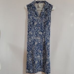 Coldwater Creek Navy and White Floral Maxi Dress